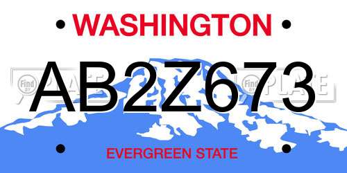 AB2Z673 Washington License Plate