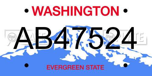 AB47524 Washington License Plate