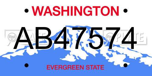 AB47574 Washington License Plate