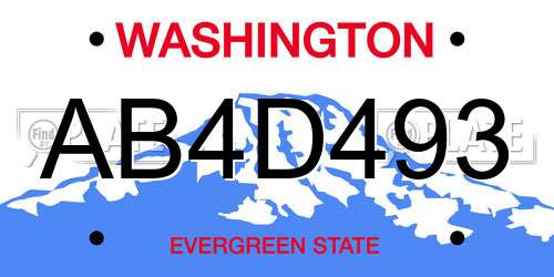 AB4D493 Washington License Plate