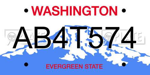 AB4T574 Washington License Plate