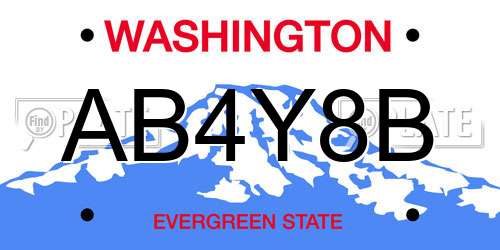 AB4Y8B Washington License Plate