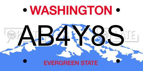 AB4Y8S Washington License Plate