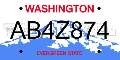 AB4Z874 Washington License Plate
