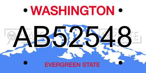 AB52548 Washington License Plate