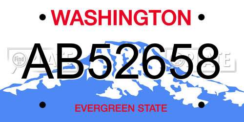 AB52658 Washington License Plate