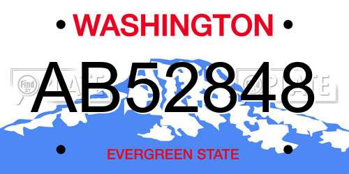 AB52848 Washington License Plate