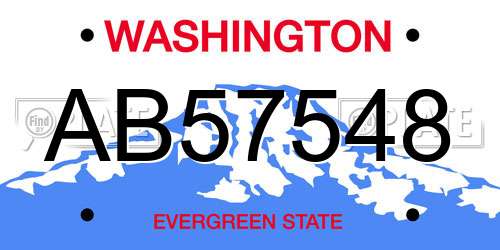 AB57548 Washington License Plate