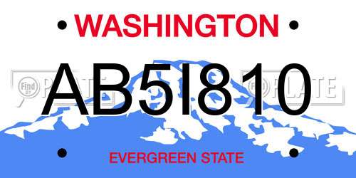 AB5I810 Washington License Plate