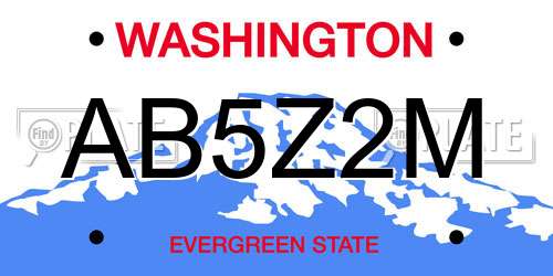 AB5Z2M Washington License Plate