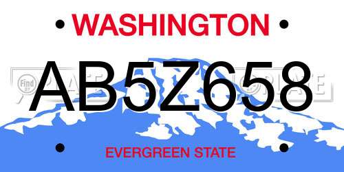 AB5Z658 Washington License Plate