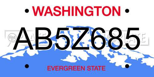AB5Z685 Washington License Plate