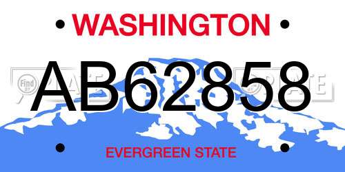 AB62858 Washington License Plate