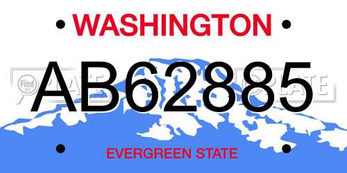 AB62885 Washington License Plate