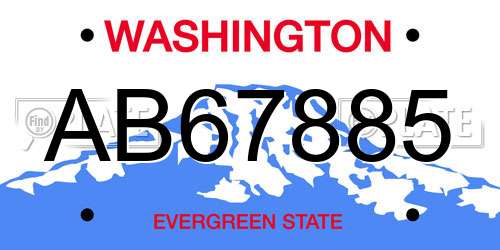 AB67885 Washington License Plate