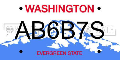 AB6B7S Washington License Plate