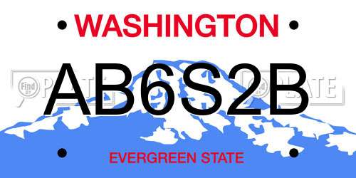 AB6S2B Washington License Plate