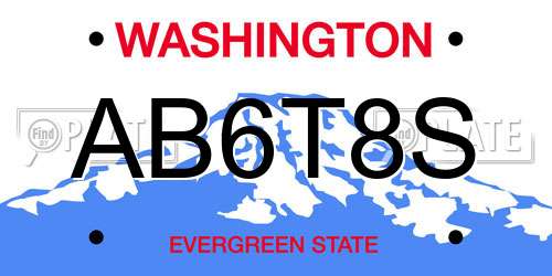 AB6T8S Washington License Plate