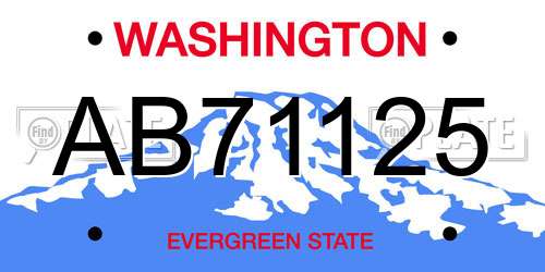 AB71125 Washington License Plate