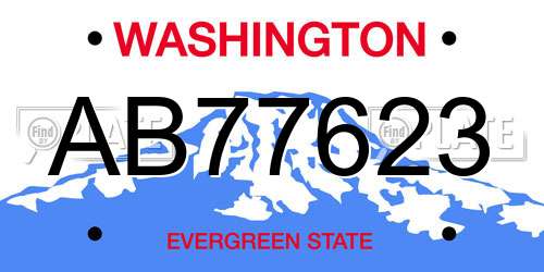 AB77623 Washington License Plate