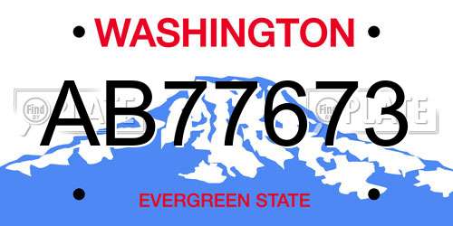 AB77673 Washington License Plate