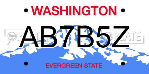 AB7B5Z Washington License Plate