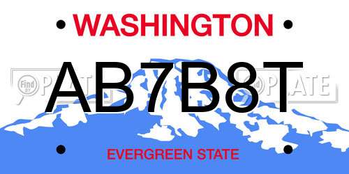 AB7B8T Washington License Plate