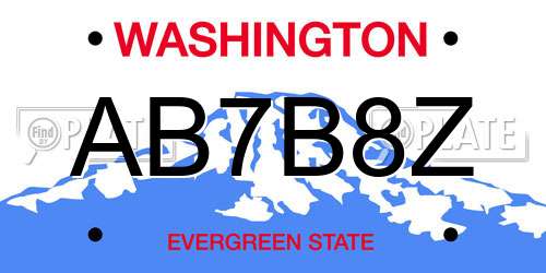 AB7B8Z Washington License Plate