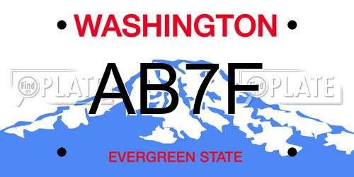 AB7F Washington License Plate
