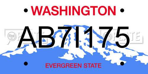 AB7I175 Washington License Plate