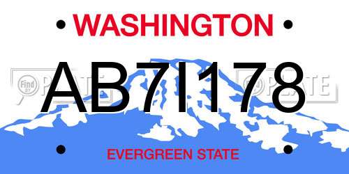 AB7I178 Washington License Plate