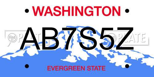 AB7S5Z Washington License Plate