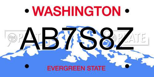 AB7S8Z Washington License Plate