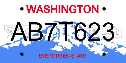 AB7T623 Washington License Plate