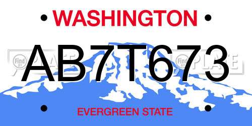 AB7T673 Washington License Plate