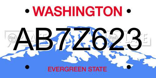 AB7Z623 Washington License Plate