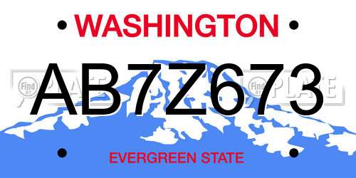 AB7Z673 Washington License Plate