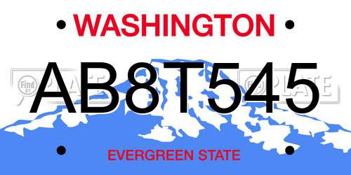AB8T545 Washington License Plate