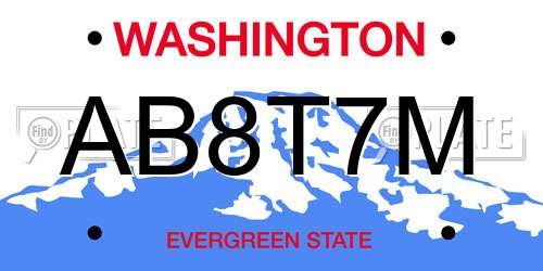 AB8T7M Washington License Plate