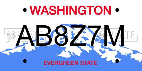 AB8Z7M Washington License Plate