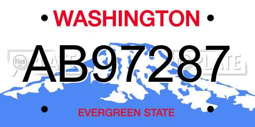 AB97287 Washington License Plate