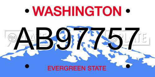 AB97757 Washington License Plate