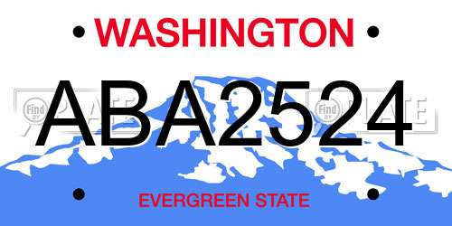 ABA2524 Washington License Plate