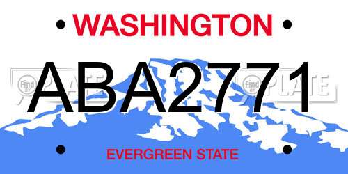 ABA2771 Washington License Plate