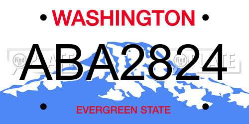 ABA2824 Washington License Plate