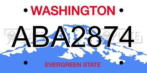 ABA2874 Washington License Plate