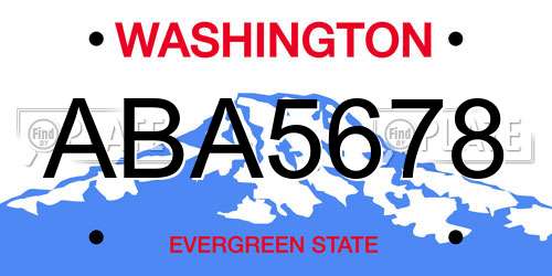 ABA5678 Washington License Plate