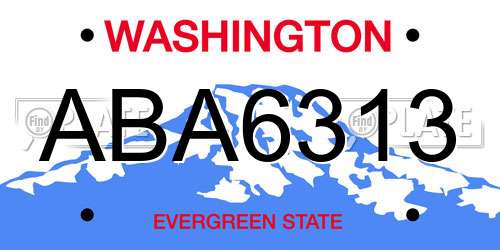 ABA6313 Washington License Plate