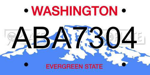 ABA7304 Washington License Plate