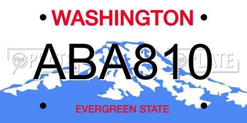 ABA810 Washington License Plate